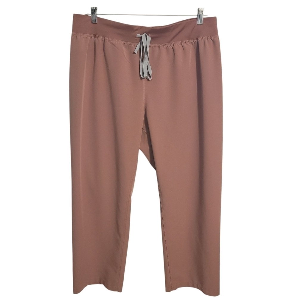 FIGS | Women's Pink Scrubs Pants With Gray Drawstring Ties (Size 3XL Petite)